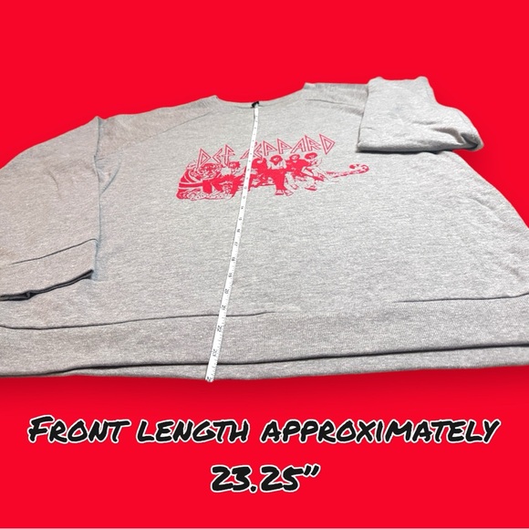 NWOT 🤘🎸Def Leppard Crew Neck Sweatshirt in Light Heather Grey and Red. Size L - Picture 4 of 11